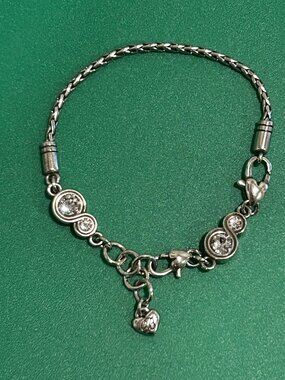 Brighton Infinity Sparkle Add Charms/Beads SIlver Crystal Bracelet